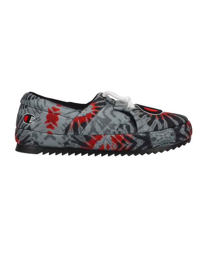 Champion Slippers Heren - Grijs/Zwart/Rood - University Tie-Dye ( 197583-GVJ )